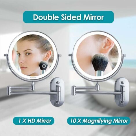 Miroir De Maquillage LED Mural HIMRY 8,5 Pouces - Grossissement X10, Double Face Et Pivotant à 360°