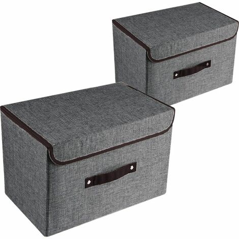 Casier de Rangement Tissu Organisateur Armoire Placard Tiroir Panier Caisse  Cube Pour Vêtement Livres en coton lin gris 