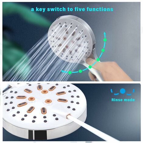 Pommeau Douche Haute Pression Pomme de Douche Anti Calcaire Filtrant 5 Modes Pomme Douche Economiseur Universelle douchette