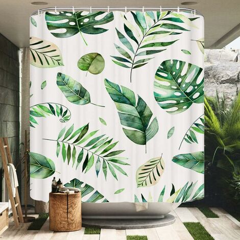Rideau de Douche 120x180 cm Rideaux Imperméable Résistant à la Moisissure en Tissu de Polyester Effet 3D Baignoire Rideaux avec Crochets Rideaux de Douche pour Salle de Bain Maison