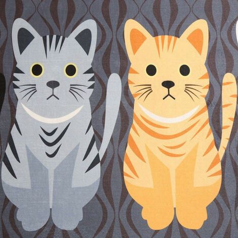 Tapis de Cuisine Antidéparant Absorbant en Flanelle Tapis de Sol Anti-Poussière Tapis d'entrée Tapis de Bain Paillasson Motif Chat 50x80cm
