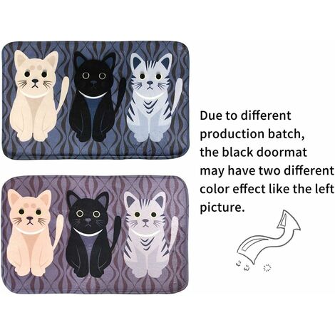 Tapis de Cuisine Antidéparant Absorbant en Flanelle Tapis de Sol Anti-Poussière Tapis d'entrée Tapis de Bain Paillasson Motif Chat 50x80cm