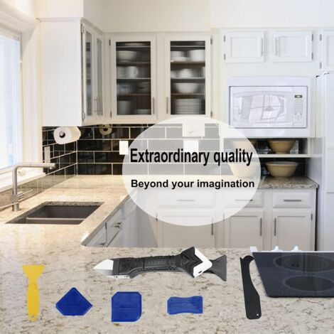 Outils De L'enlève Joint 5 En 1, Enlever Joint Silicone Kit De Lisseur De Silicone Grattoir à Coulis (blanc