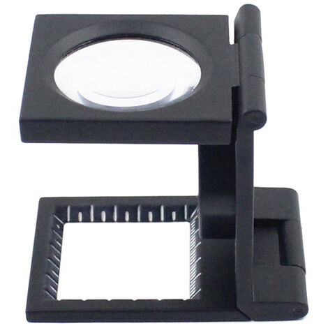Loupe De Table 10X 28mm ITODAUK Avec 2 LED - Compte-Fils Pliable En Alliage De Zinc Pour Lecture, Hobby Et Réparation (Noir)