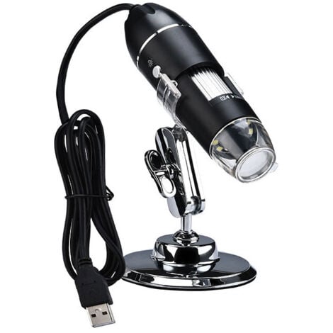 SHINING HOUSE Microscope numérique USB, endoscope grossissant portable 0X-1000X, microscope numérique à 8 LED avec support en métal, adapté à Windows 7/8/10 Mac