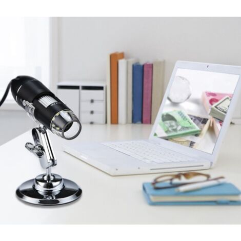 SHINING HOUSE Microscope numérique USB, endoscope grossissant portable 0X-1000X, microscope numérique à 8 LED avec support en métal, adapté à Windows 7/8/10 Mac