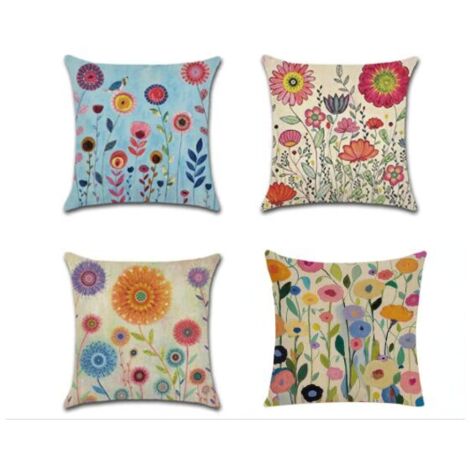 Lot De 4 Housse Coussin 45x45 Pâques Housses De Coussin Taie D'oreiller