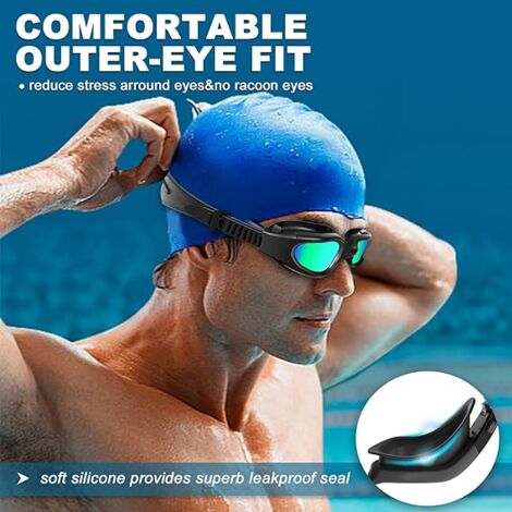 Lunettes De Natation Adultes Anti-buée HD - Protection UV, étanches, Confortables, Pour Piscine Et Extérieur