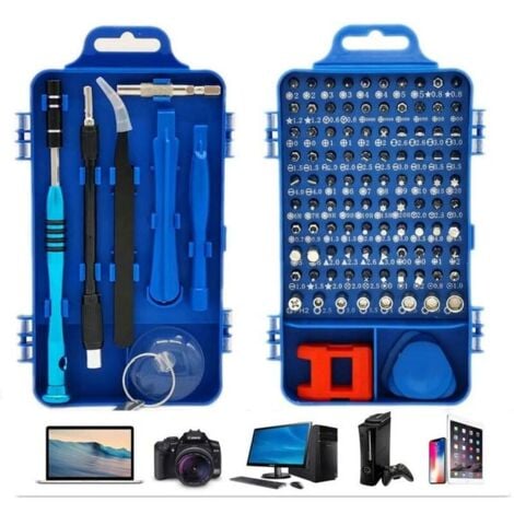 SHINING HOUSE Coffret de tournevis  Kit Tournevis de Précision,110 en 1 Set Tournevis Magnétique Multi-fonction pour Laptop Mac Montre Jouets Bijoux Lunettes Appareil (blue)