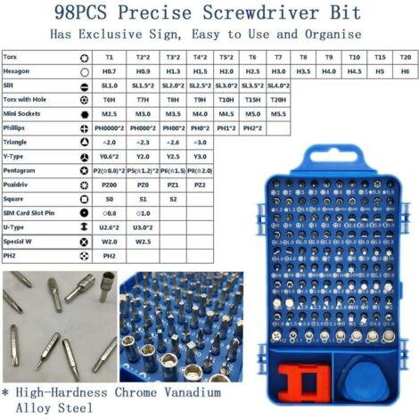 SHINING HOUSE Coffret de tournevis  Kit Tournevis de Précision,110 en 1 Set Tournevis Magnétique Multi-fonction pour Laptop Mac Montre Jouets Bijoux Lunettes Appareil (blue)