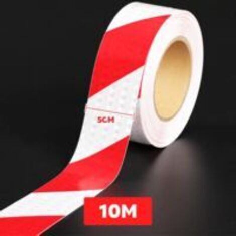 Bande Réfléchissante Autocollante Rouge Et Blanc - 12 Mètres X 10 Cm - Imperméable, Pour Sécurité Voiture, Vélo, Casque