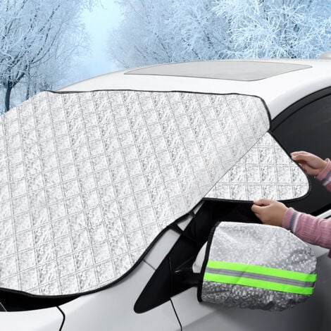 SHINING HOUSECouverture Pare Brise Voiture Protection Pare Brise Hiver Protege Pare Brise Magnétique Universelle Couverture Repliable pour Bache Voiture Anti Givre Neige UV Poussière Pluie (147x100cm)