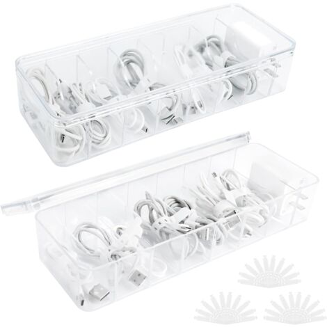 2 Pièces Boite Rangement Cable Boite Cable Avec 2 Couvercles