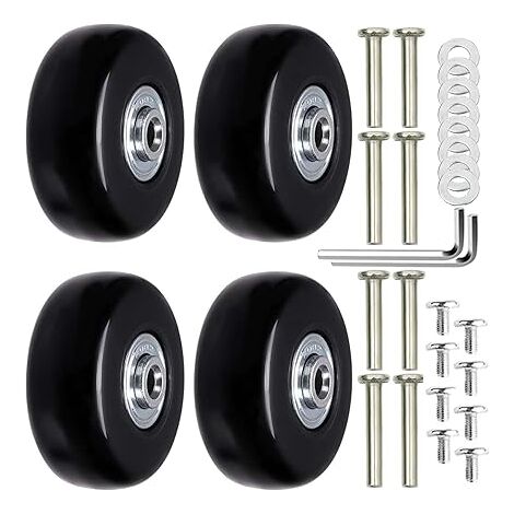 MagiDeal – Paire De Roulettes Fixes Pour Valise – Roues De Remplacement DIY – Noir – Compatible Bagages Type E