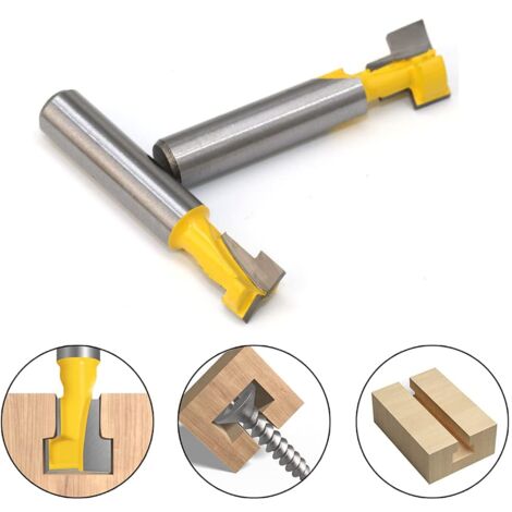 SHINING HOUSE2 PCS 8mm Tige T-Slot Fraise Ensemble Coupe du Bois T-Slot Fraise À Bois Fraise T-Slot Fraise Outils de Travail du Bois Fraise à Bois, Jaune