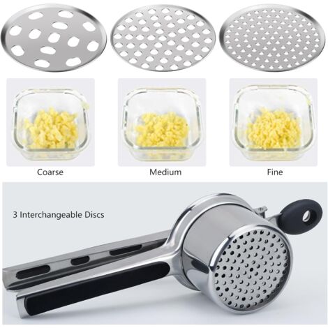 VonShef Presse-Purée - Acier Inoxydable Presse De Qualité Alimentaire Avec Poignée En Silicone - Pour Fruits Et Légumes - Passe Au Lave-Vaisselle