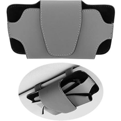 Étui De Rangement Pour Lunettes Voiture - Fixation Pare-soleil, Fermeture Pression, Noir