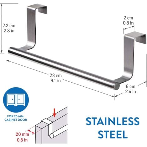 SHINING HOUSEPorte Serviettes Torchons sur Porte, Barre Acier INOX à Suspendre sur Porte de Placard, Installation sans Perçage