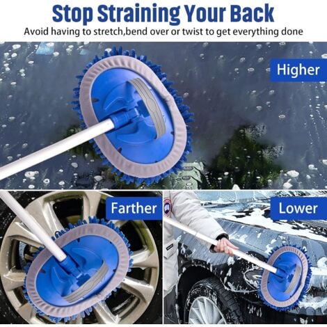SHINING HOUSE Brosse de Lavage de Voiture Kit de Lavage de Voiture Polyvalent Outil de Lavage de Voiture Convient pour Le Nettoyage de Voitures SUV camions caravanes et ménage (1 tête de Rechange)