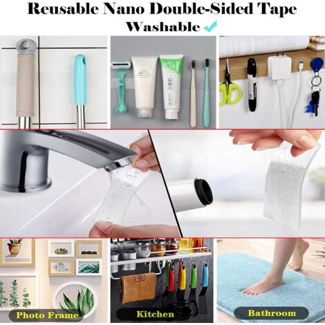 SHINING HOUSE 2 ruban adhésif double face ultra - fort, Nano - ruban lavable transparent, gel double face antidérapant amovible Multi - fonction réutilisable sans rail (épaisseur de couche unique 2mm2