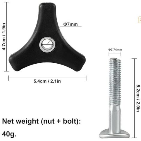 2 Boulons De Poignée Universels Pour Tondeuse à Gazon – Filetage 6 Mm – Noir