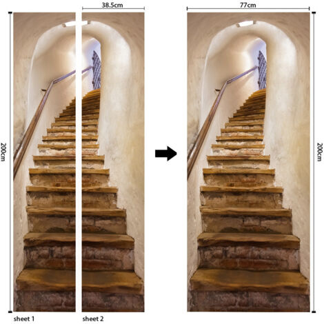 Autocollant Porte 3D Trompe-l'Œil - Venise Canaux (95x215 Cm) - PVC Amovible Sans Traces - Décoration Murale Salon, Chambre