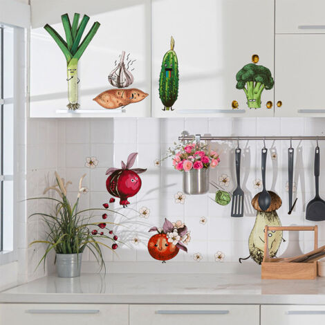 Wondever Stickers Muraux Cuisine Fruits Et Légumes - Autocollants Décoratifs Pour Frigo, Chambre Enfants Et Maison