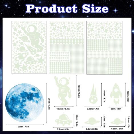 Étoiles Phosphorescentes Boxiki Kids - Pack De 300 Avec Lune, Autocollants Plafond Enfants - Brillent Dans Le Noir