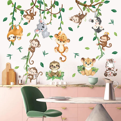 Stickers Muraux Animaux Forêt - Autocollants Enfants - Déco Chambre Bébé - PVC