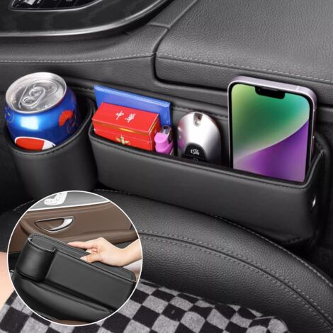 Organiseur Siège Voiture Universel - Rangement Portable Clés Téléphone - Cuir PU Noir