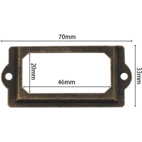 Porte-étiquettes Métal Vintage Pour Meubles Et Tiroirs - Lot De 50 Avec Vis, Couleur Bronze, Dimensions 60x17 Mm