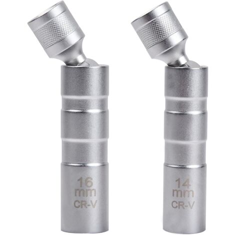 Kit 2 Douilles à Bougie 14mm & 16mm - 12 Pans, Magnétique, Embout 3/8" - Pour Démontage Bougies Voiture, Moto