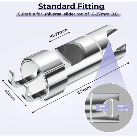 Support De Douche Réglable Avec 2 Crochets, Universel Support De Pommeau De Douche Pour Barre De Douche De 16 27 Mm Abs Chrome Support Douchette A Main Installation Facile 87340392