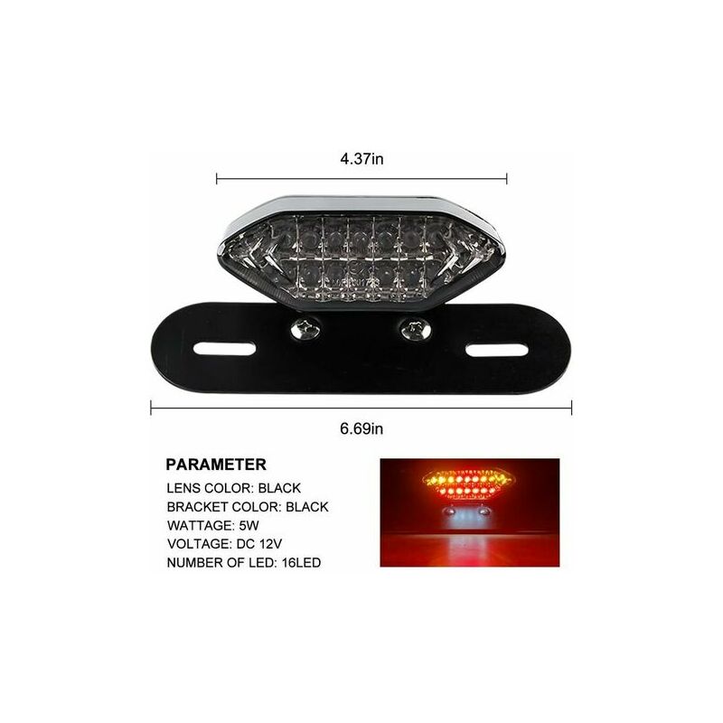 Moto Modifié Feu arrière Intégré Led Feu de freinage et Voyant de  Clignotant 16 Led 12V Moto Feux de Clignotant Feux de Braquage Cinq Fils  Connexion Wi