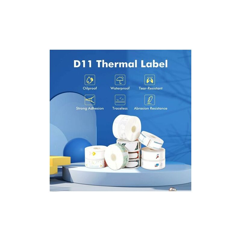 Ruban d'étiquettes autocollantes pour imprimante thermique NIIMBOT  D11/D110/D101 imperméables indéchirables et faciles à remplacer Blanc 15 x  50 mm