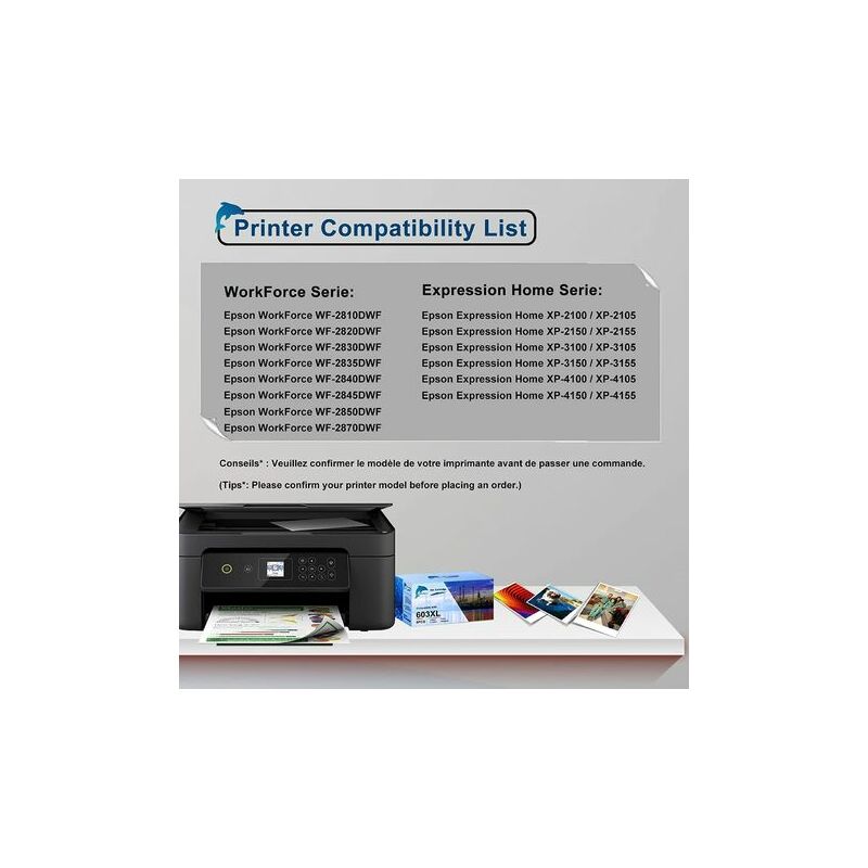 Cartouche d'encre européenne 603XL 603, pour imprimante Epson XP2100,  XP2105, XP2150, XP2axes, XP3100, XP3105, XP3150