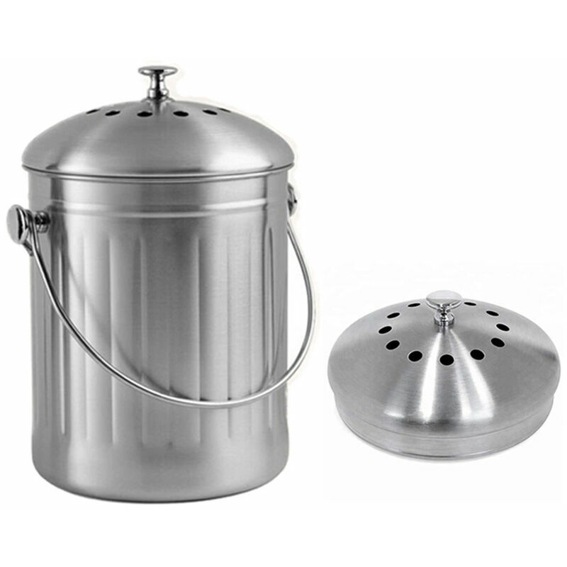 RED FACTOR Premium Seau Compost Inodore en Acier Inoxydable pour Cuisine -  Poubelle Compost Cuisine - Comprend Filtres à Charbon de Rechange (INOX  Brillant, 5 litres) : : Cuisine et Maison