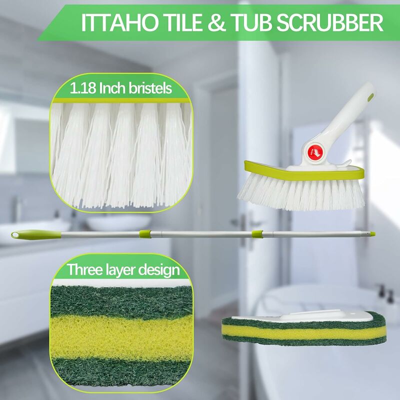 Ittaho Set de 3 brosses à vaisselle, gommage de cuisine en caoutchouc pour  le nettoyage - Vert