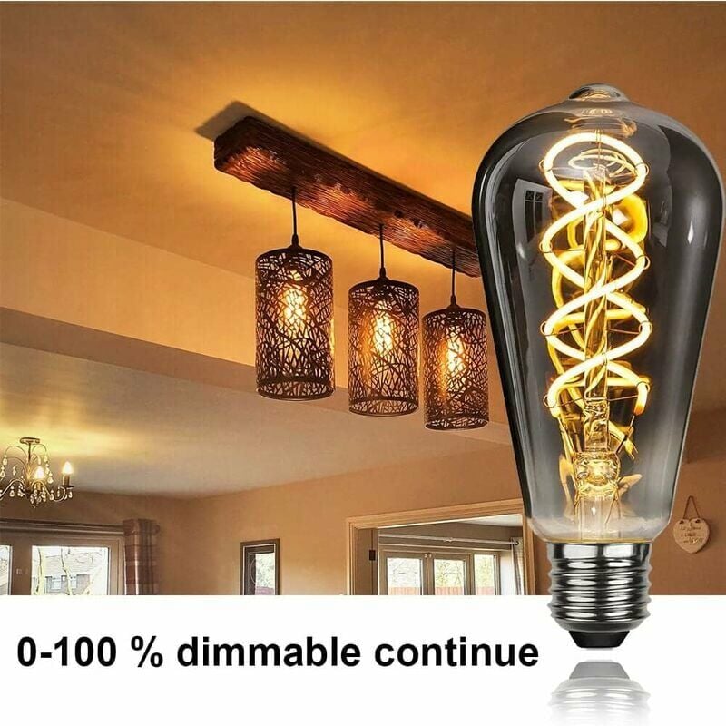 EAVOLUSON Ampoule LED E27 Blanc Chaud Dimmable, Ampoule E27 Vintage  Filament LED en Céramique 4W équivalent à 40W, Ampoule Vintage E27, Idéale  pour