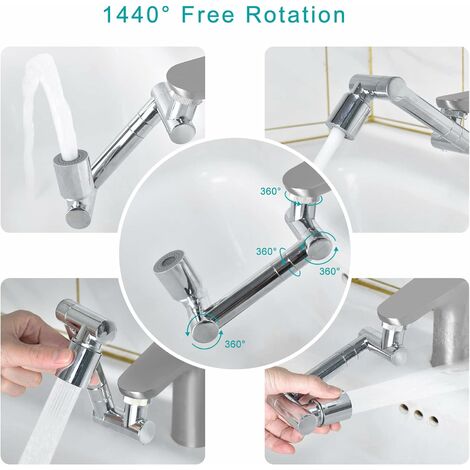 Embout rallonge robinet rotatif 1440° - 2 fonctions jet ou douchette  cuisine