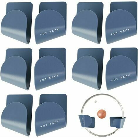 Support Couvercles Casseroles Mural 5 pairs Porte Couvercles de Casseroles,  Sans Perforation Auto-Adhésif Support de Couvercle de Pot, Porte Couvercle