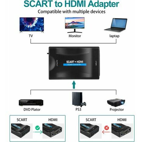 Convertisseur péritel vers Hdmi adaptateur Audio vidéo pour  Hdtv/dvd/décodeur/ps3/pal/ntsc Starlight