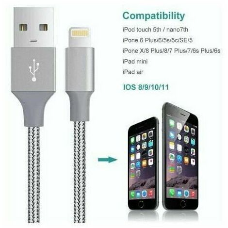 3pcs cables de charge iPhone 0,9 m, cable Lightning certifié Mfi, cable de  charge iPhone