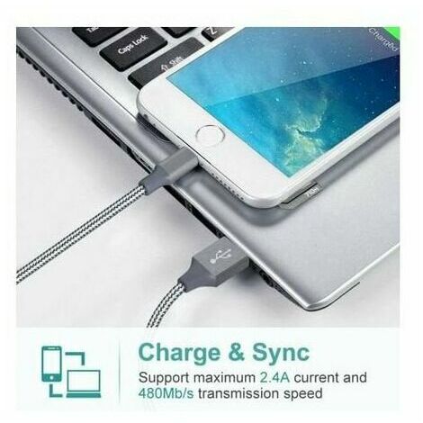 Câble Lightning, Câble de chargeur d'iPhone, Cordon de charge rapide USB  tressé en nylon compatible avec Iphone X / xs Max / xr / 8/8 Plus / 7/7  Plus Ipad, Ipod