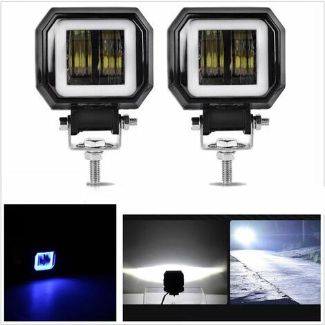 Barre lumineuse LED 3 pouces 9-36V 80W 10000LM 6000K Projecteur DRL Angel  Eyes Led Driving