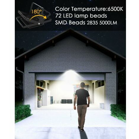 1pc Projecteur LED Extérieur Avec Détecteur De Mouvement, 50W 5000LM Projecteur  LED 6500K Blanc Froid Ultra