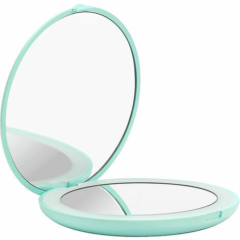 1 Mini Miroir De Maquillage Avec Lumière, Miroir De Poche Pliable