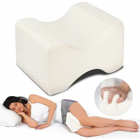 Oreiller de jambe, oreiller de jambe en mousse à mémoire de forme, oreiller  de soutien du genou pour dormir sur le côté blanc 