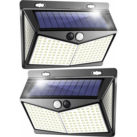 2 Pack 108 LED Spot Solaire Exterieur, Lampes Solaires Etanche IP65  Projecteur Solaire Exterieur 4 Modes Dtecteur de Eclairage Extérieur  Solaire pour
