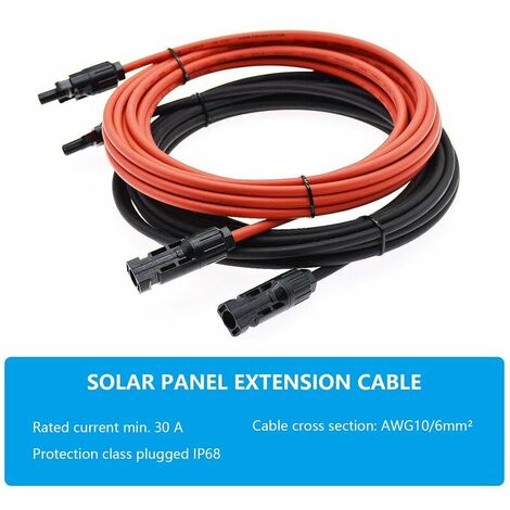 Cable d'extension pour panneau solaire,6mm2 1-50m,Cable d'Extension Solaire, Cable d'Extension